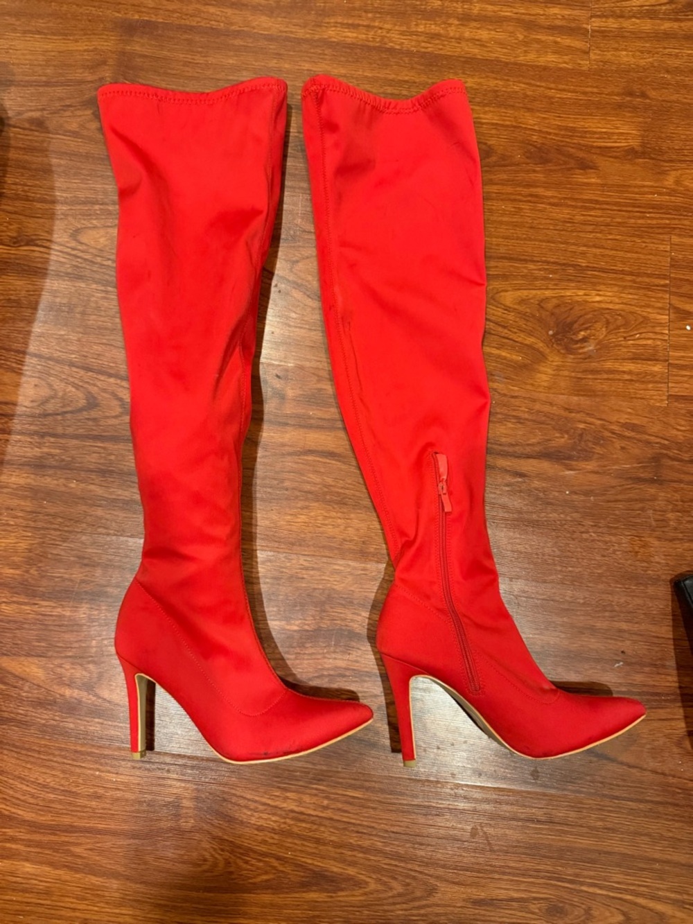 Red Over-the-Knee Stiletto Boots